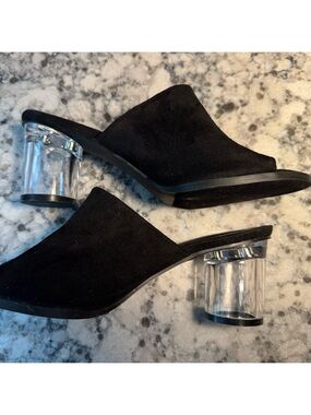 Liliana Black Open-Toe Mule Acrylic Heel Slides